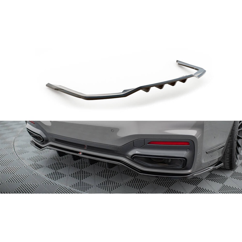 REAR SPLITTER (WITH VERTICAL BARS) V.2 BMW 7 G11 M-PACK FACELIFT GLOSS BLACK