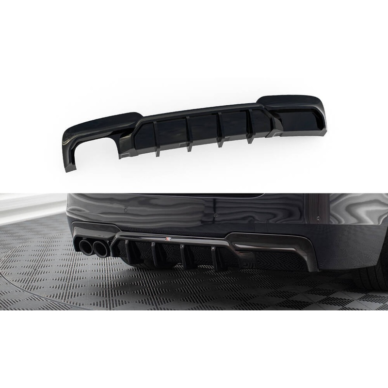 REAR VALANCE V.2 BMW 5 M-PACK F10 (VERSION WITH DOUBLE EXHAUST ON ONE SIDE) GLOSS BLACK