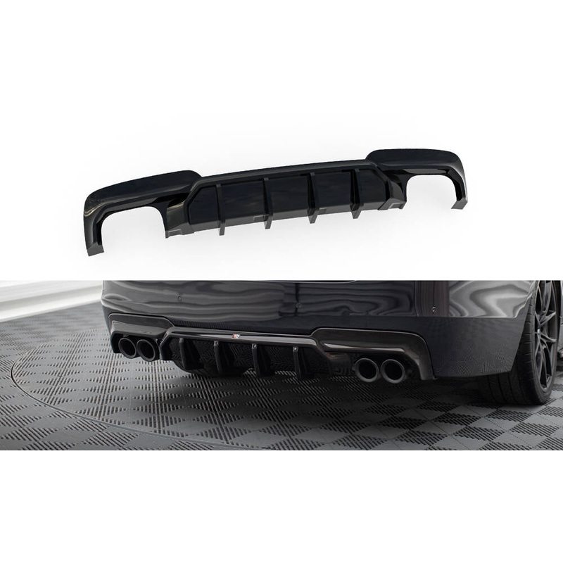 REAR VALANCE V.2 BMW 5 M-PACK F10 (VERSION WITH TWO DOUBLE EXHAUSTS) GLOSS BLACK