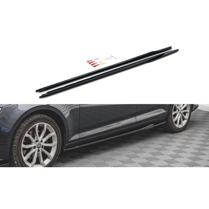 SIDE SKIRTS DIFFUSERS AUDI A4 B9 GLOSS BLACK
