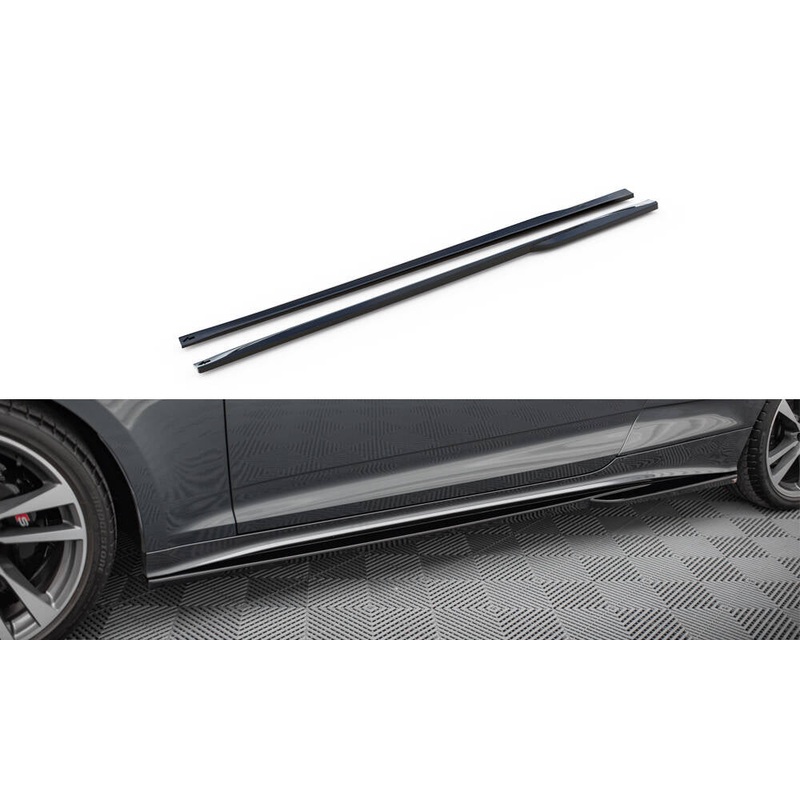 SIDE SKIRTS DIFFUSERS AUDI S5 COUPE / A5 S-LINE COUPE F5 FACELIFT GLOSS BLACK