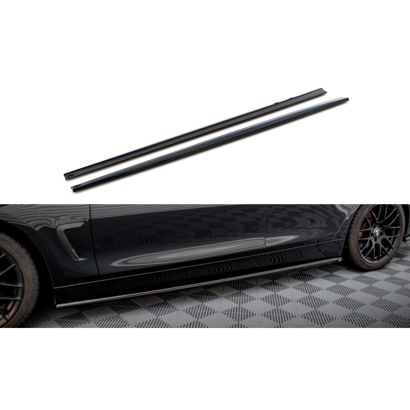 SIDE SKIRTS DIFFUSERS BMW 4 COUPE / GRAN COUPE / CABRIO F32 / F36 / F33 GLOSS BLACK