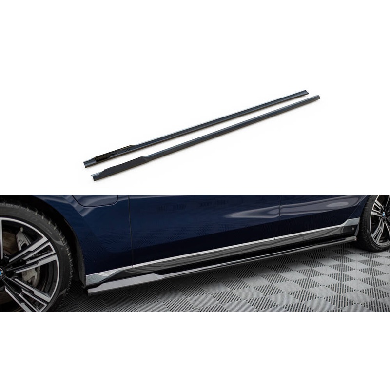 SIDE SKIRTS DIFFUSERS BMW i7 M-pack G70 GLOSS BLACK