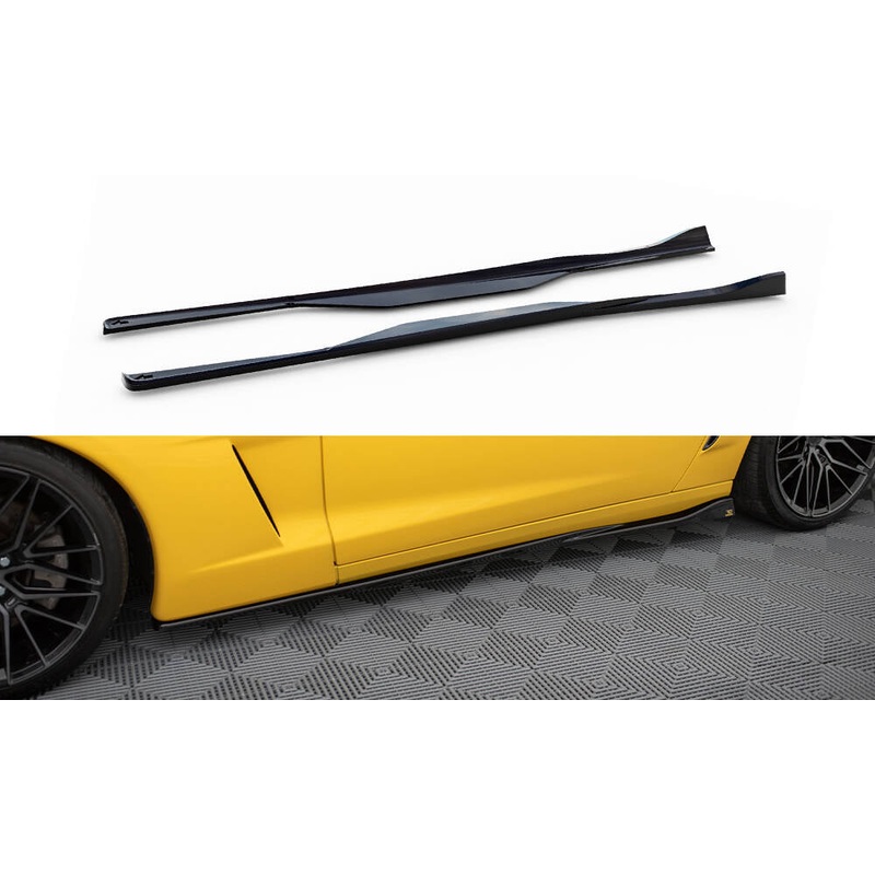 SIDE SKIRTS DIFFUSERS CHEVROLET CORVETTE C6 GLOSS BLACK
