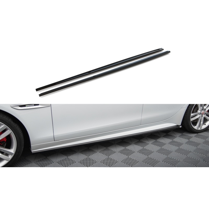SIDE SKIRTS DIFFUSERS JAGUAR XE R-SPORT X760 GLOSS BLACK