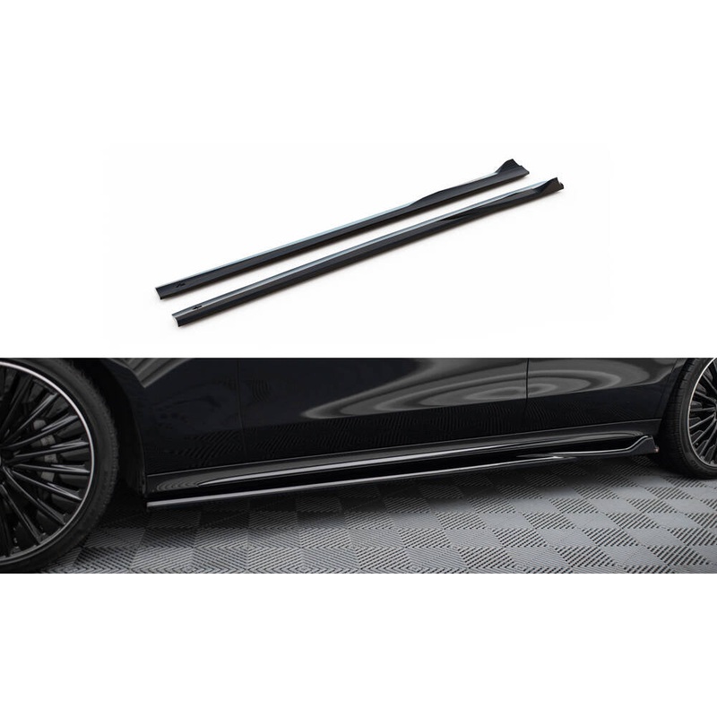 SIDE SKIRTS DIFFUSERS MERCEDES-BENZ E AMG-LINE W214 GLOSS BLACK