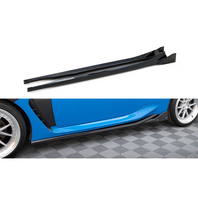 SIDE SKIRTS DIFFUSERS V.1 + FLAPS TOYOTA GR86 MK1 / BRZ MK2 GLOSS BLACK