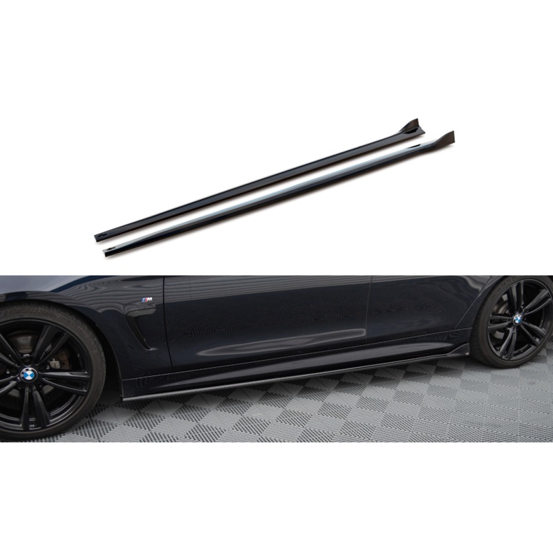 SIDE SKIRTS DIFFUSERS V.3 BMW 4 COUPE / GRAN COUPE / CABRIO M-PACK F32 / F36 / F33 GLOSS BLACK