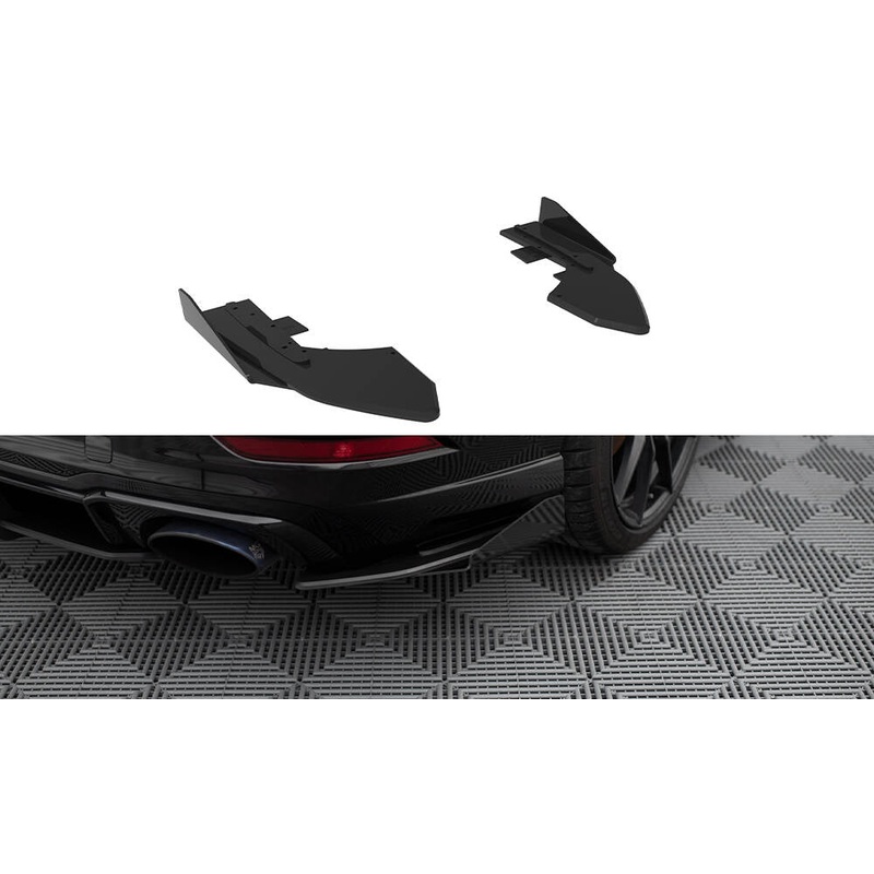 STREET PRO REAR SIDE SPLITTERS + FLAPS AUDI RS3 SEDAN 8V FACELIFT BLACK + GLOSS FLAPS