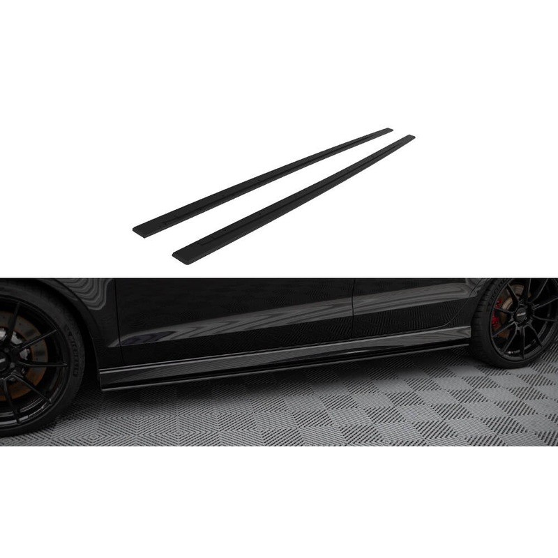 STREET PRO SIDE SKIRTS DIFFUSERS AUDI RS3 SEDAN 8V FACELIFT BLACK