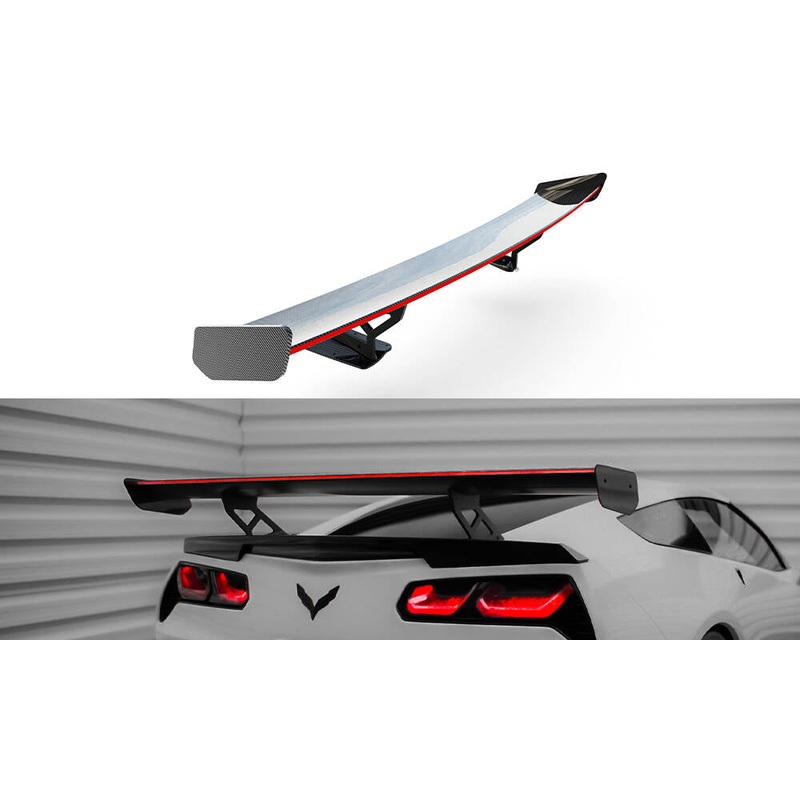 Carbon Spoiler With Internal Brackets Uprights + LED Chevrolet Corvette Stingray / Grand Sport C7