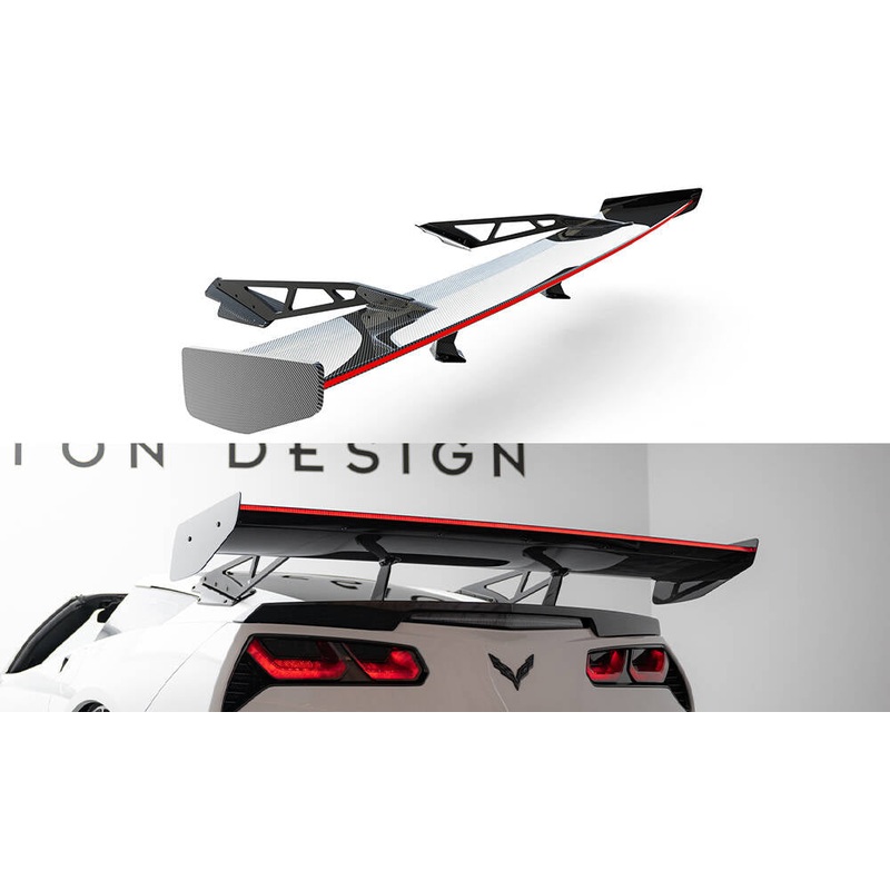 Carbon Spoiler With Upper Swan Mounting + LED Chevrolet Corvette Stingray / Grand Sport C7