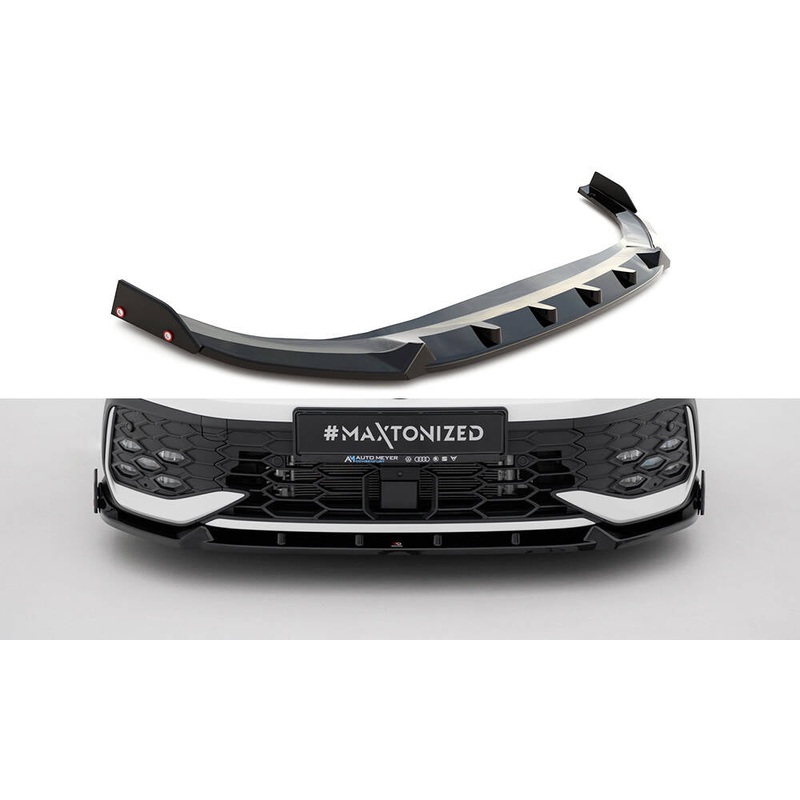 Front Splitter V.2 + Flaps Volkswagen Golf GTI / GTE / R-Line Mk8 Facelift GLOSS BLACK