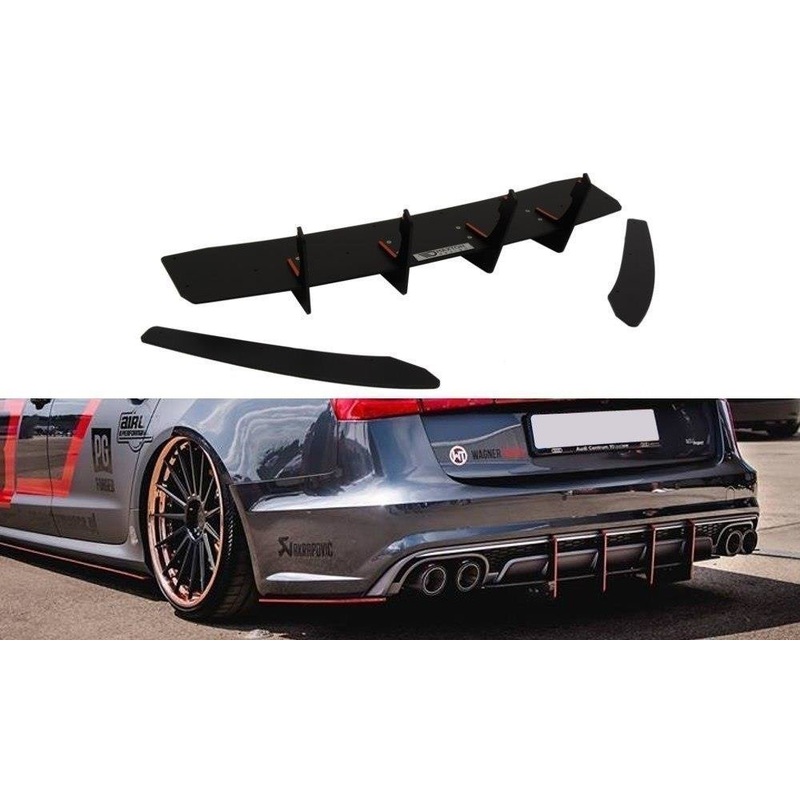 Rear Diffuser & Rear Side Splitters Audi S6 C7 FL BLACK