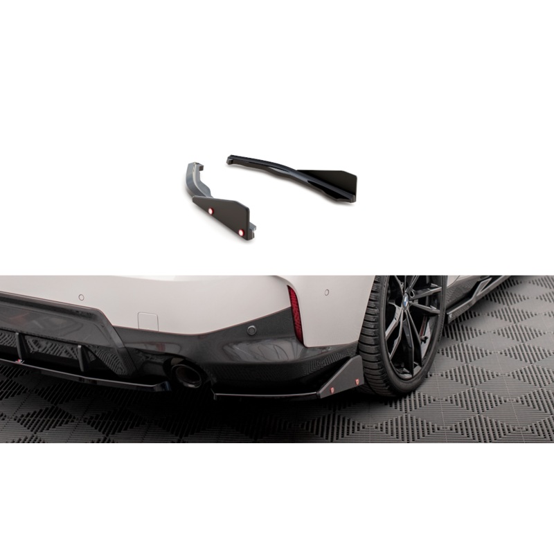 REAR SIDE SPLITTERS V.2 + FLAPS BMW 2 COUPE M-PACK G42 GLOSS BLACK