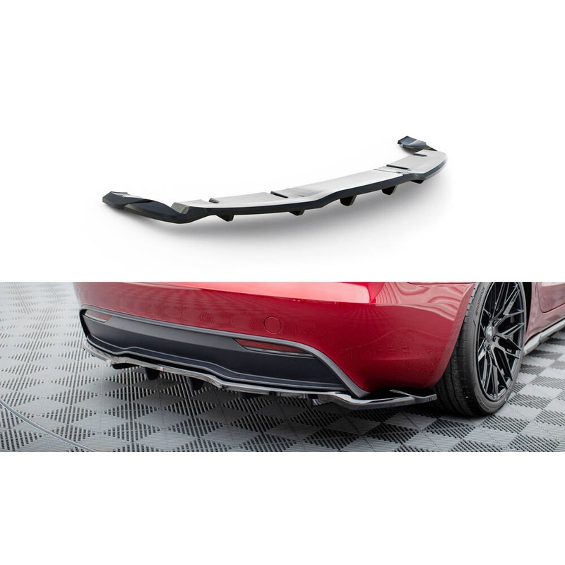 REAR SPLITTER (WITH VERTICAL BARS) V.2 TESLA MODEL 3 PROJECT HIGHLAND(FACELIFT) GLOSS BLACK