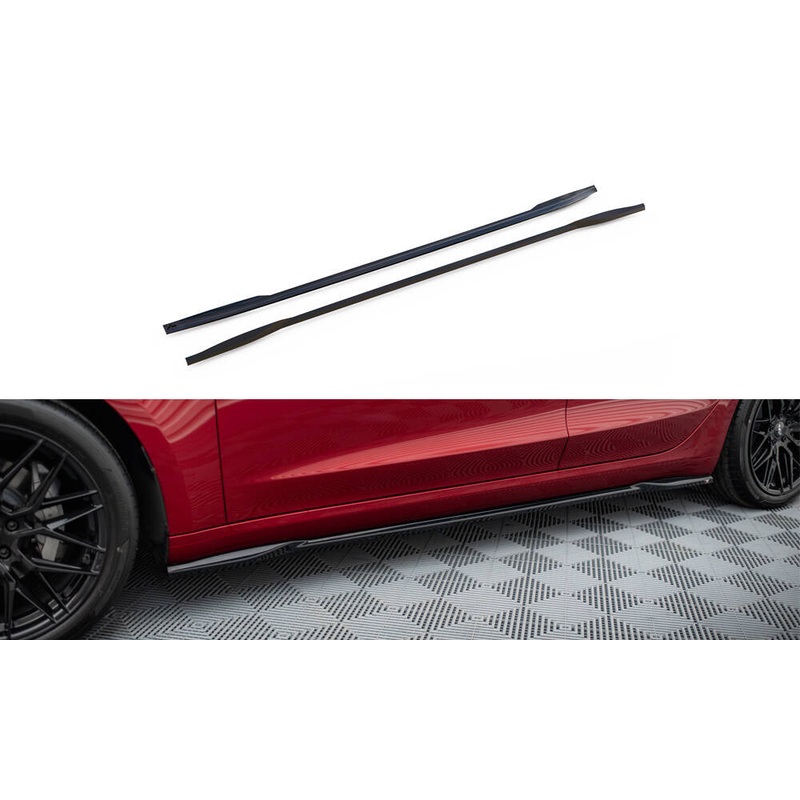 SIDE SKIRTS DIFFUSERS V.2 TESLA MODEL 3 PROJECT HIGHLAND (FACELIFT) GLOSS BLACK
