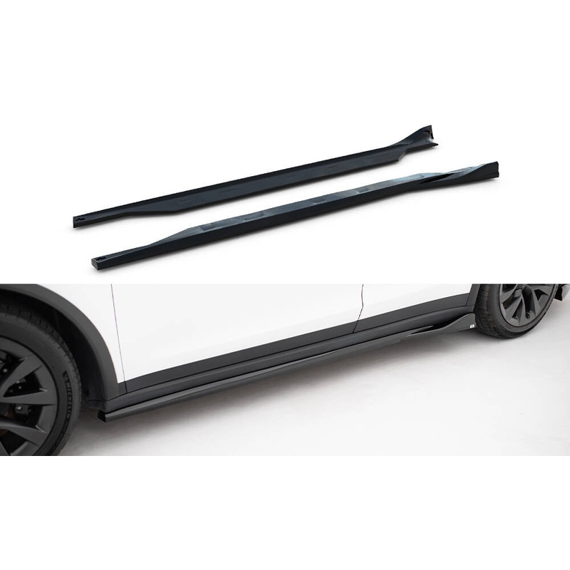 SIDE SKIRTS DIFFUSERS V.2 TESLA MODEL X MK1 FACELIFT GLOSS BLACK