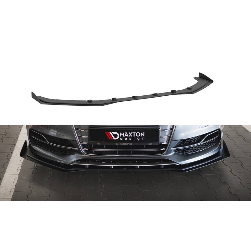 Street Pro Front Splitter + Flaps Audi S3 / A3 S-Line Sedan 8V BLACK + GLOSS FLAPS
