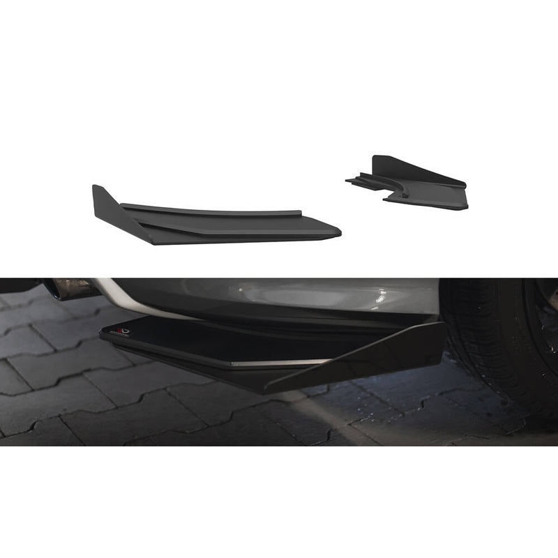 Street Pro Rear Side Splitters + Flaps Audi S3 Sedan 8V BLACK + GLOSS FLAPS
