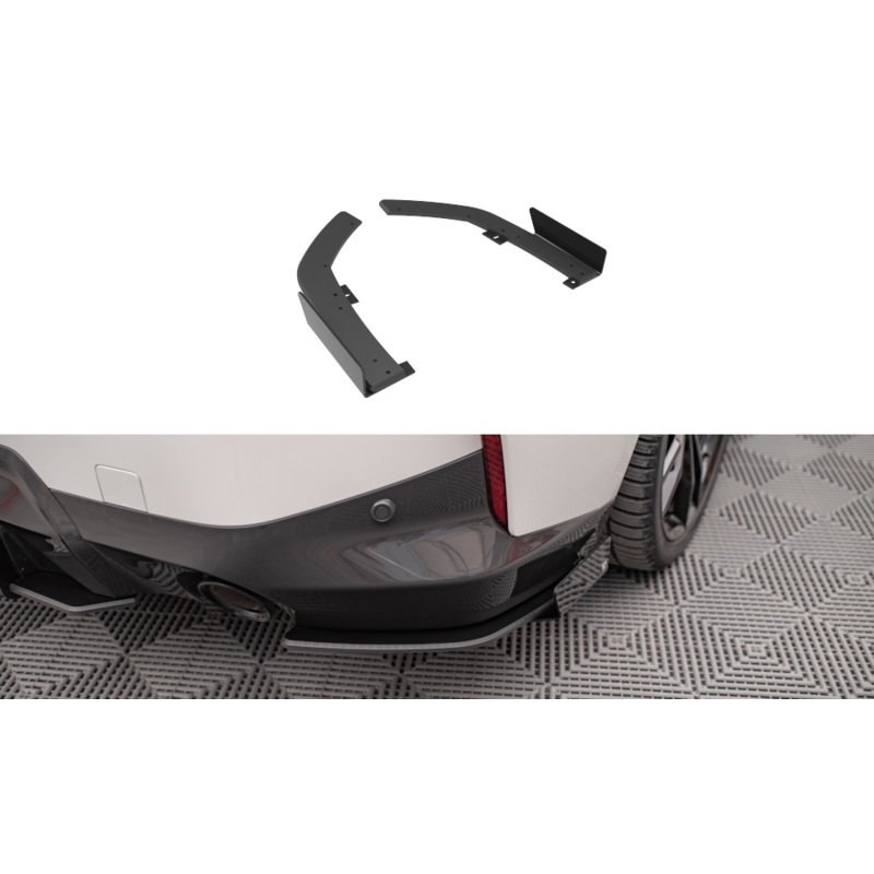 STREET PRO REAR SIDE SPLITTERS + FLAPS BMW 2 COUPE M-PACK G42 BLACK + GLOSS FLAPS