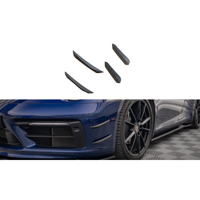 Front Bumper Wings (Canards) Porsche 911 Carrera Aero 992 BLACK