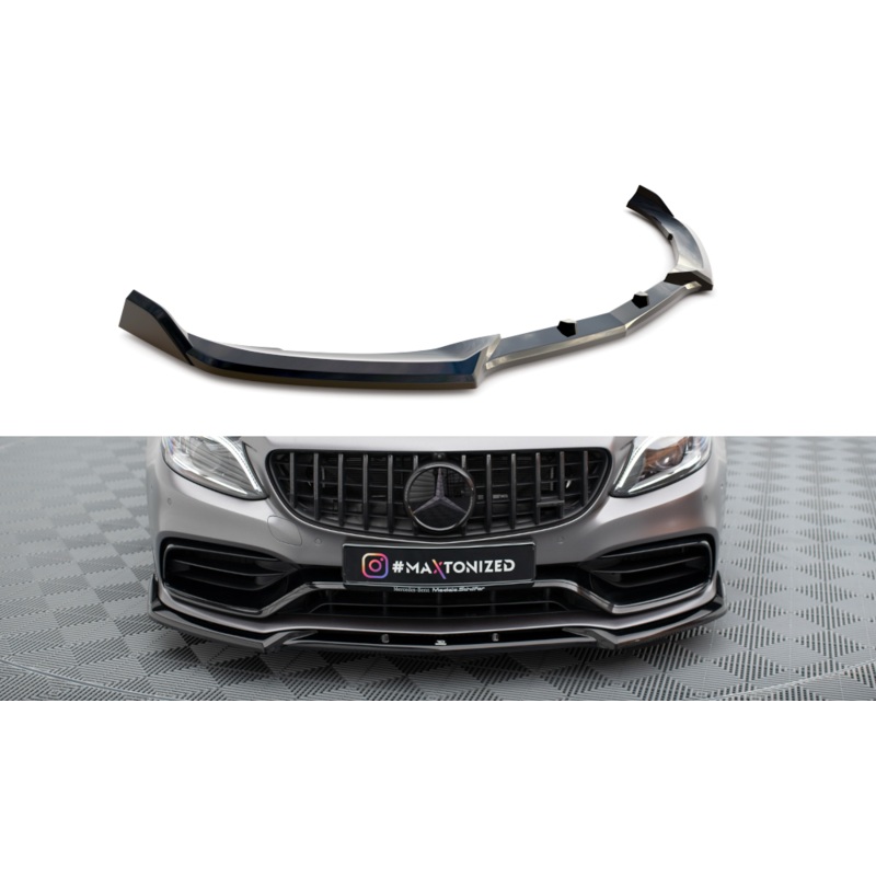 Front Splitter V.2 Mercedes-AMG C63 Sedan / Estate W205 Facelift GLOSS BLACK