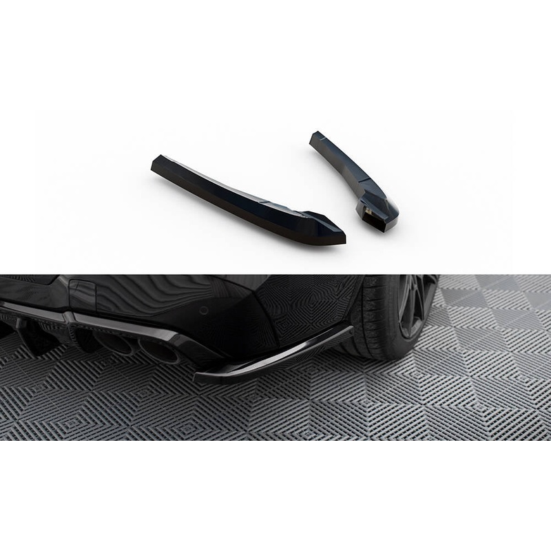 Rear Side Splitters V.2 BMW X3 M F97 / F97 Facelift (set for Maxton valance) GLOSS BLACK