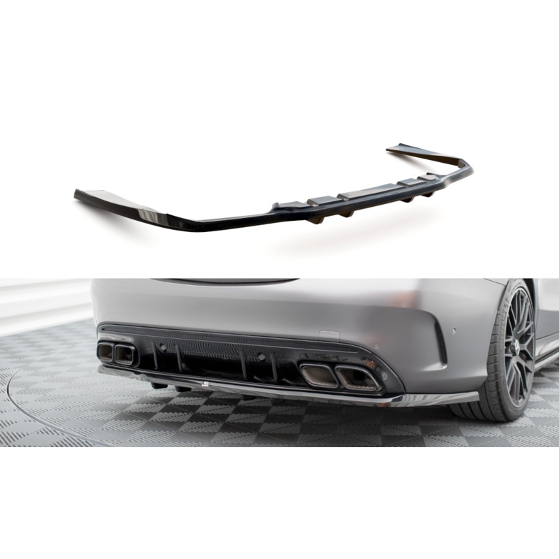 Rear Splitter (with vertical bars) Mercedes-AMG C63 Sedan / Estate W205 Facelift GLOSS BLACK