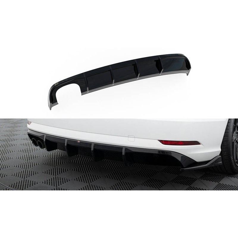 Rear Valance Audi A3 Sedan 8V Facelift (Version with dual exhaust tips on one side) GLOSS BLACK