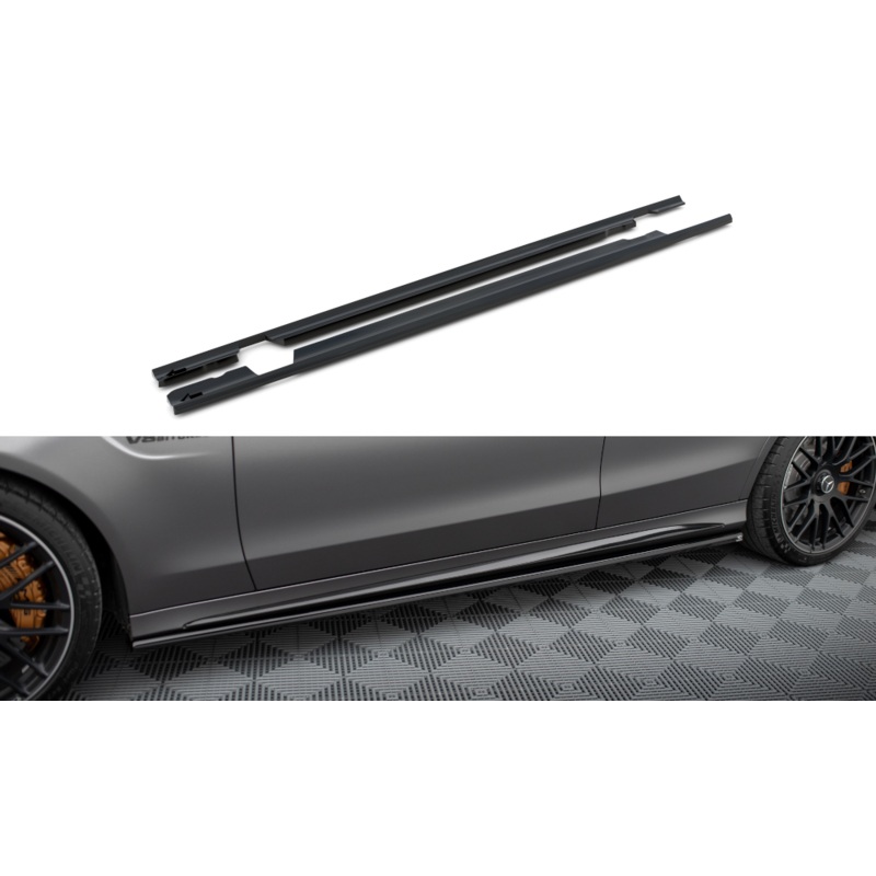 Side Skirts Diffusers Mercedes-AMG C63 Sedan / Estate W205 Facelift GLOSS BLACK