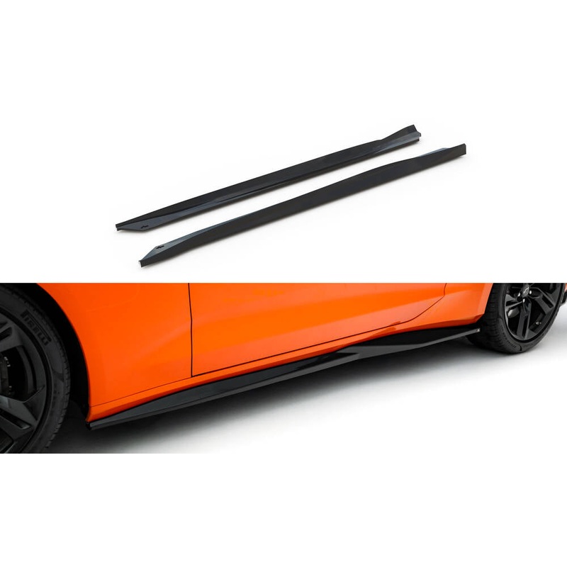 Side Skirts Diffusers V.1 Chevrolet Camaro SS Mk6 Facelift GLOSS BLACK