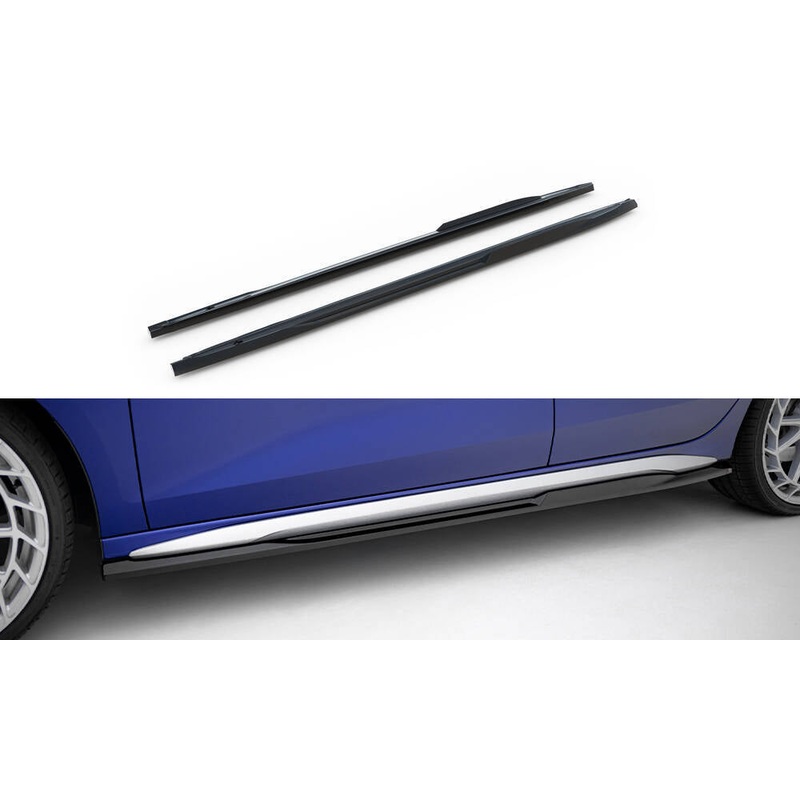Side Skirts Diffusers V.2 Audi A3 S-Line Sedan / S3 Sedan 8Y Facelift GLOSS BLACK