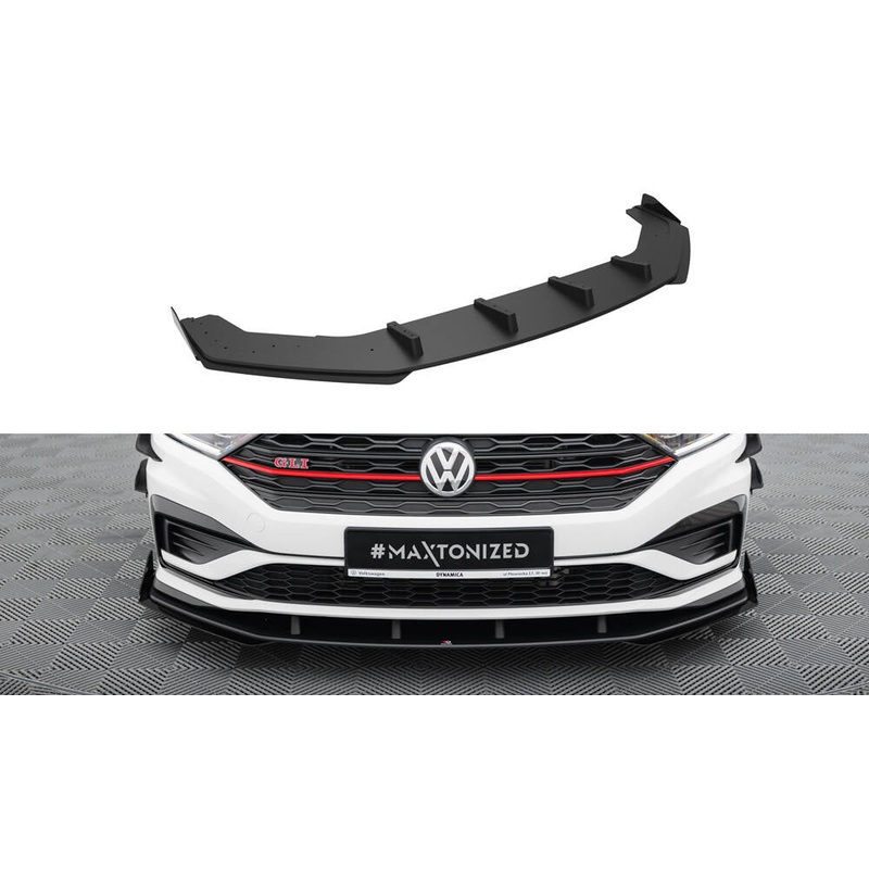 STREET PRO FRONT SPLITTER + FLAPS VOLKSWAGEN JETTA GLI MK7 BLACK + GLOSS FLAPS
