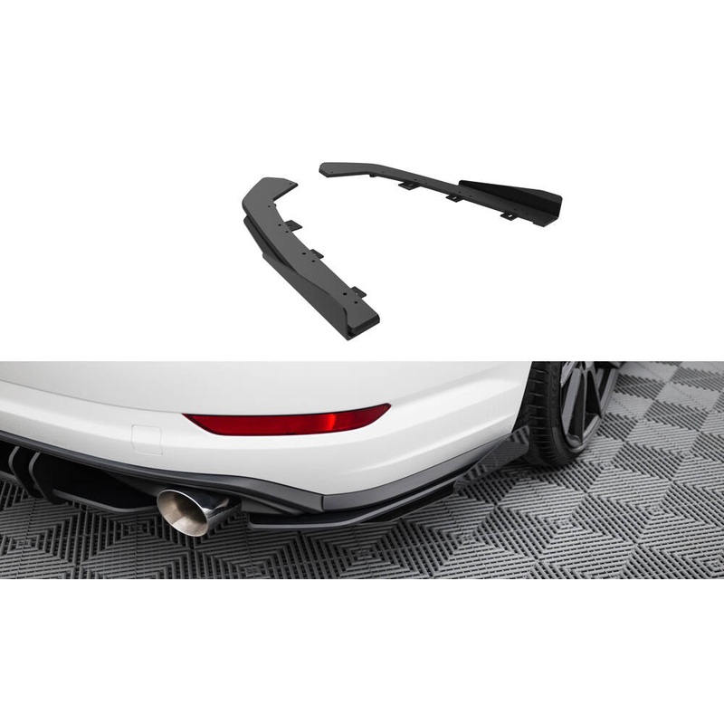 STREET PRO REAR SIDE SPLITTERS + FLAPS VOLKSWAGEN JETTA GLI MK7 BLACK + GLOSS FLAPS