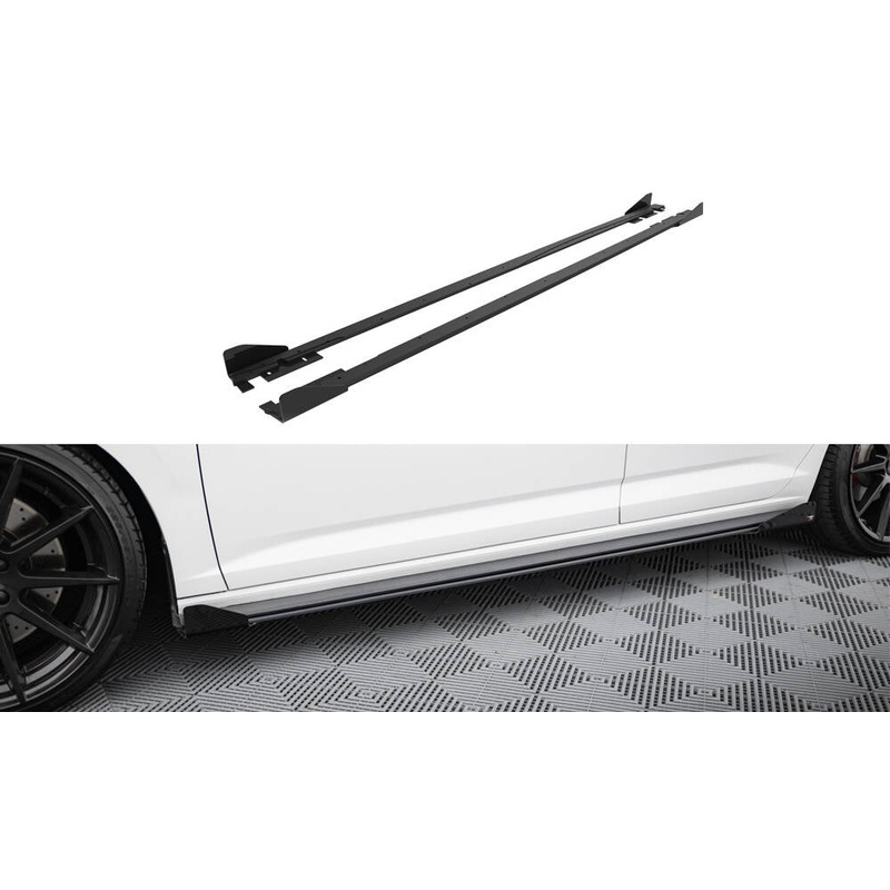 STREET PRO SIDE SKIRTS DIFFUSERS + FLAPS VOLKSWAGEN JETTA GLI MK7 BLACK + GLOSS FLAPS