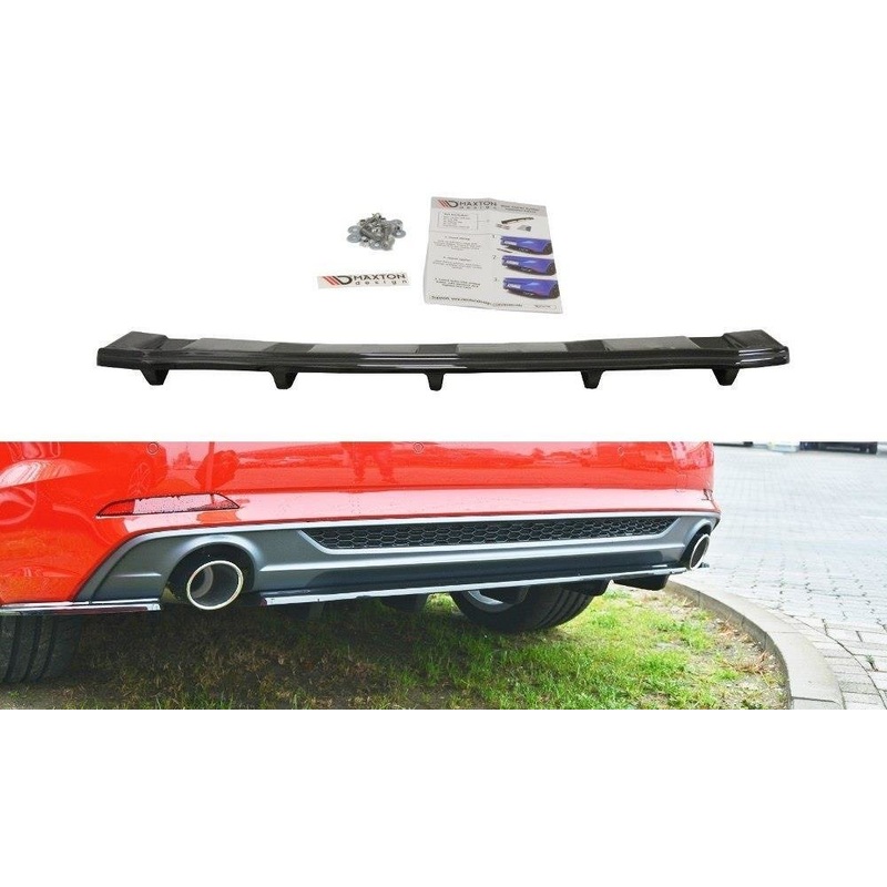 CENTRAL REAR SPLITTER AUDI A5 S-LINE F5 COUPE / SPORTBACK (WITH VERTICAL BARS) GLOSS BLACK