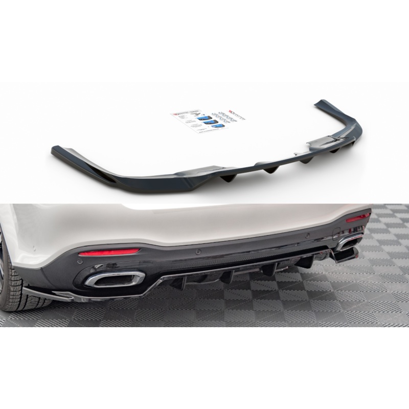 CENTRAL REAR SPLITTER (WITH VERTICAL BARS) MERCEDES-BENZ GLS AMG-LINE X167 GLOSS BLACK