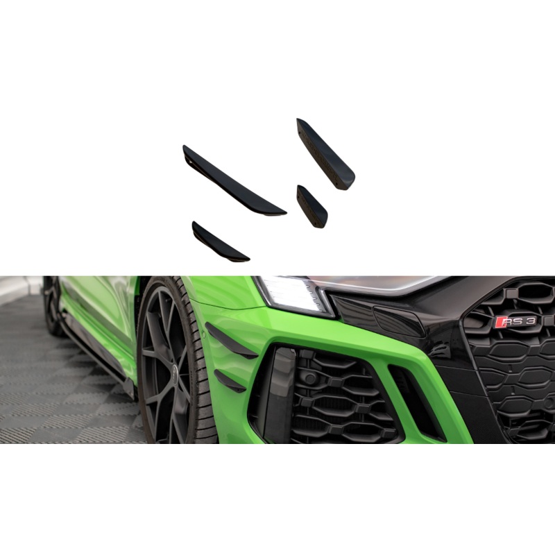 FRONT BUMPER WINGS (CANARDS) AUDI RS3 8Y BLACK