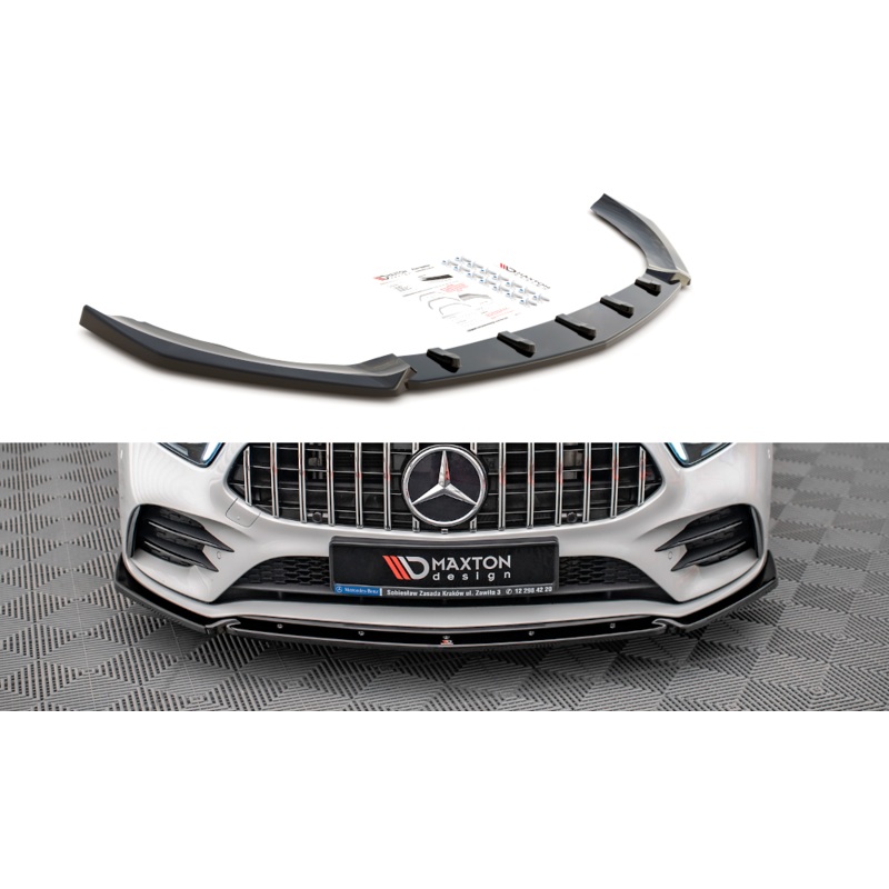 FRONT SPLITTER V.4 MERCEDES A35 AMG / AMG-LINE W177 GLOSS BLACK
