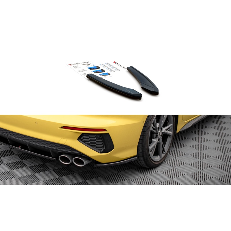REAR SIDE SPLITTERS AUDI S3 SEDAN 8Y GLOSS BLACK