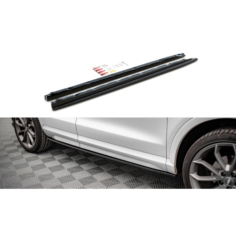 SIDE SKIRTS DIFFUSERS AUDI Q3 S-LINE 8U FACELIFT GLOSS BLACK