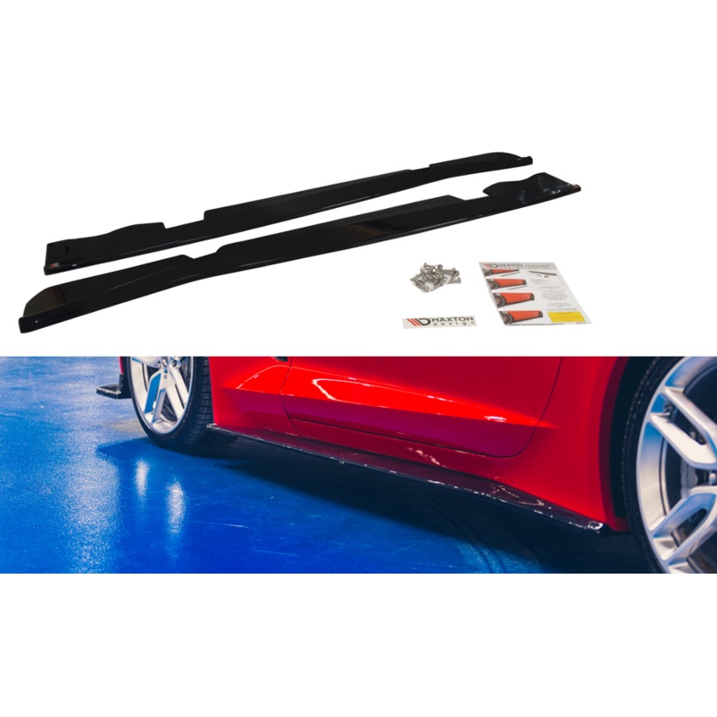 SIDE SKIRTS DIFFUSERS CHEVROLET CORVETTE C7 GLOSS BLACK