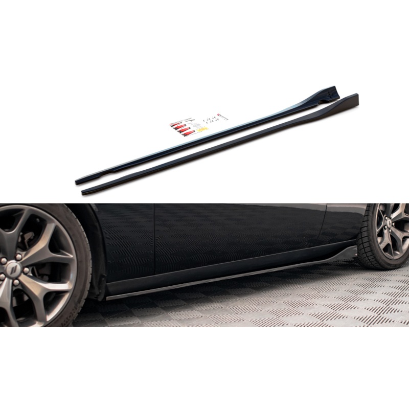 SIDE SKIRTS DIFFUSERS DODGE CHALLENGER RT MK3 FACELIFT GLOSS BLACK