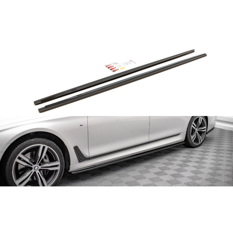 SIDE SKIRTS DIFFUSERS FOR BMW 7 LONG M-PACK G12 GLOSS BLACK