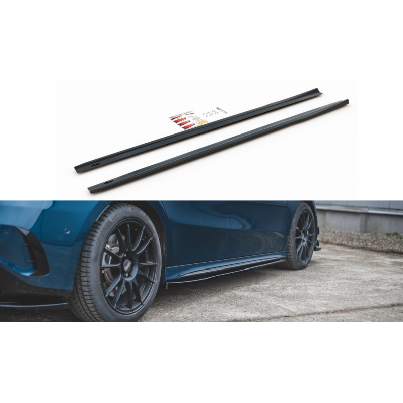 SIDE SKIRTS DIFFUSERS V.1 MERCEDES A35 AMG / AMG-LINE W177 GLOSS BLACK