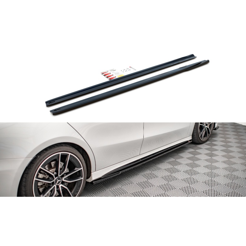 SIDE SKIRTS DIFFUSERS V.2 MERCEDES A35 AMG / AMG-LINE W177 GLOSS BLACK