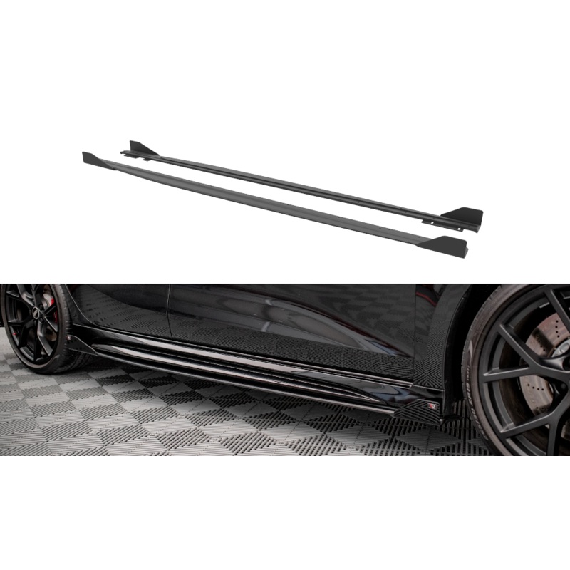 STREET PRO SIDE SKIRTS DIFFUSERS + FLAPS AUDI RS3 SPORTBACK / SEDAN 8Y BLACK + GLOSS FLAPS