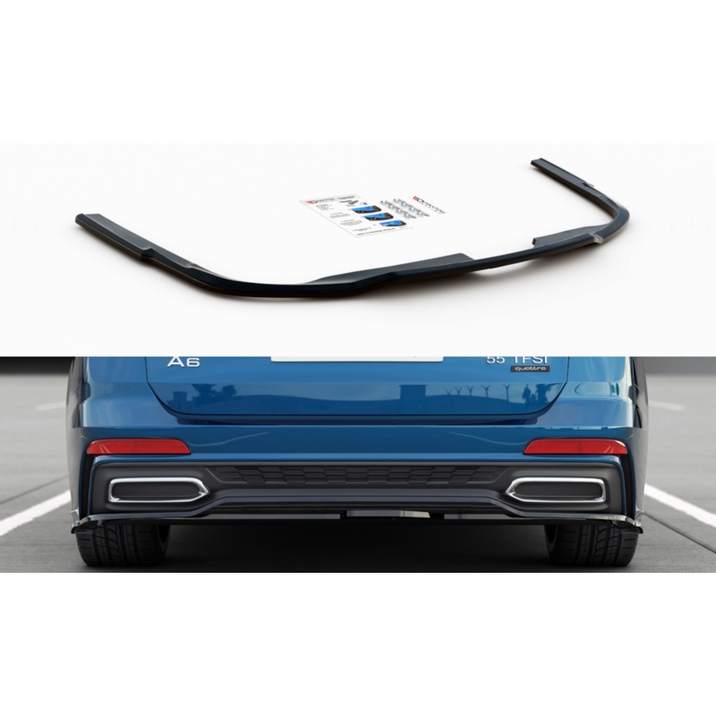 CENTRAL REAR SPLITTER AUDI A6 S-LINE AVANT / SEDAN C8 GLOSS BLACK