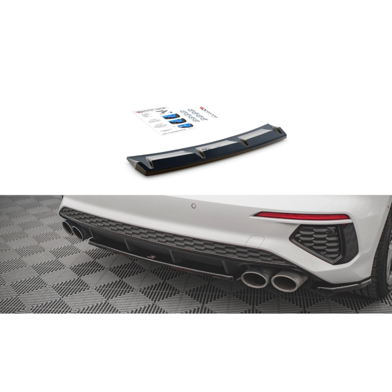 CENTRAL REAR SPLITTER FOR AUDI S3 Sportback 8Y GLOSS BLACK